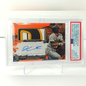 2021 Topp Inception Jake Cronenworth RC Auto/Patch Orange/10-PSA 9/Auto 10-POP 1
